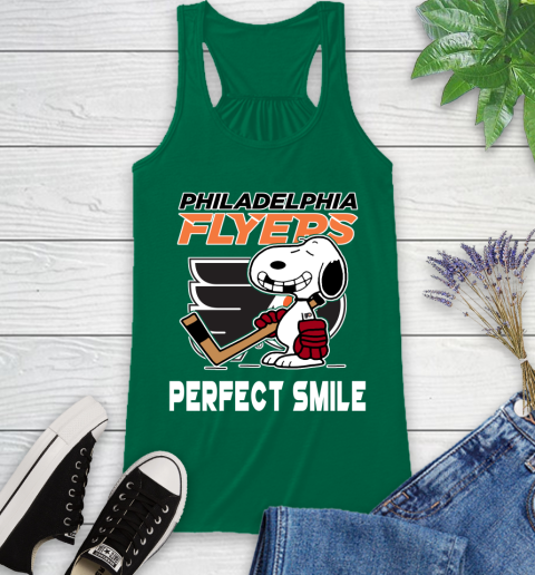 NHL Philadelphia Flyers Snoopy Perfect Smile The Peanuts Movie Hockey T Shirt Racerback Tank 6