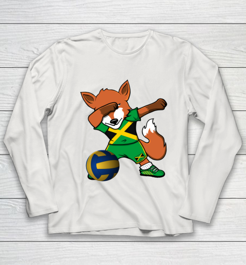 Dabbing Fox Jamaica Volleyball Fans Jersey Jamaican Youth Long Sleeve 11