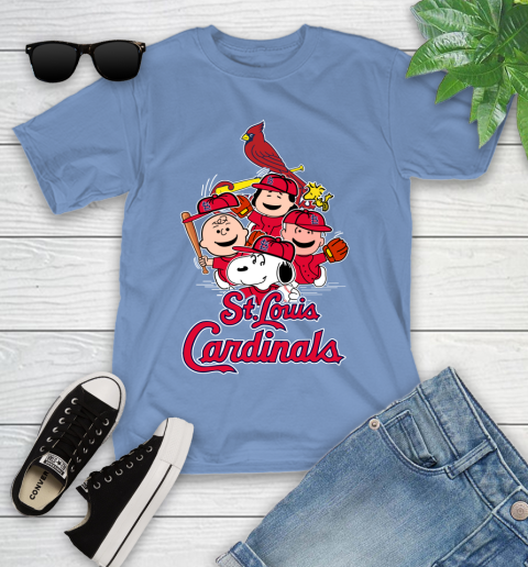 MLB St.Louis Cardinals Snoopy Charlie Brown Woodstock The Peanuts Movie Baseball T Shirt_000 Youth T-Shirt 15