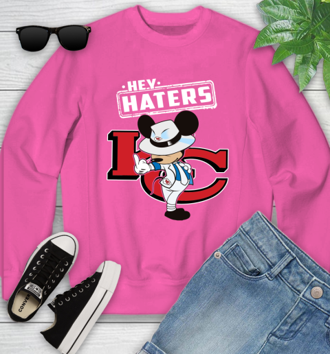 NFL Hey Haters Mickey Football Sports Kansas City Chiefs Youth Sweatshirt 6