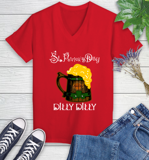 NBA Los Angeles Lakers St Patrick's Day Dilly Dilly Beer Basketball Sports Women's V-Neck T-Shirt 11
