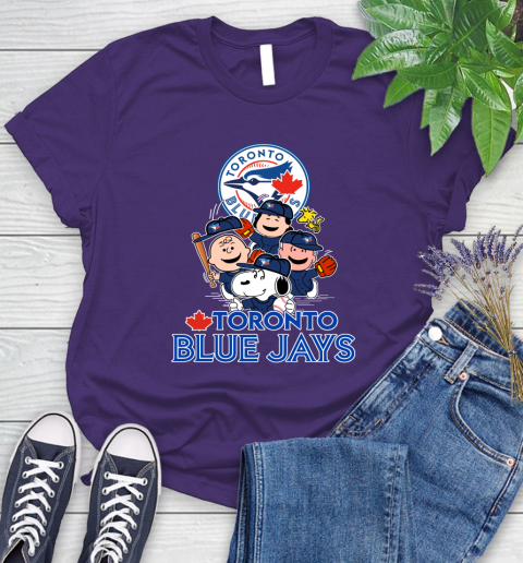 MLB Toronto Blue Jays Snoopy Charlie Brown Woodstock The Peanuts Movie Baseball T Shirt_000 Women's T-Shirt 4