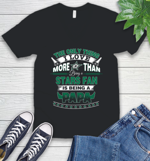 NHL The Only Thing I Love More Than Being A Dallas Stars Fan Is Being A Papa Hockey V-Neck T-Shirt