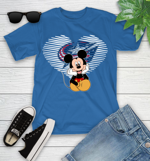 NHL Columbus Blue Jackets Carolina Hurricanes The Heart Mickey Mouse Disney Hockey Youth T-Shirt 12