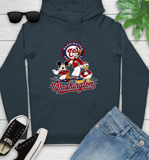 MLB Washington Nationals Mickey Mouse Donald Duck Goofy Baseball T Shirt Youth Hoodie 10