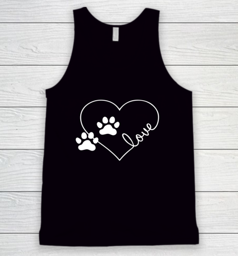 Cute Love Hearts Valentine Day Paw Print Dog Owner Dog Lover Tank Top