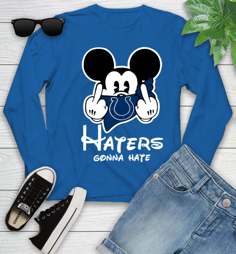 NFL Indianapolis Colts Haters Gonna Hate Mickey Mouse Disney Football T Shirt Youth Long Sleeve 10