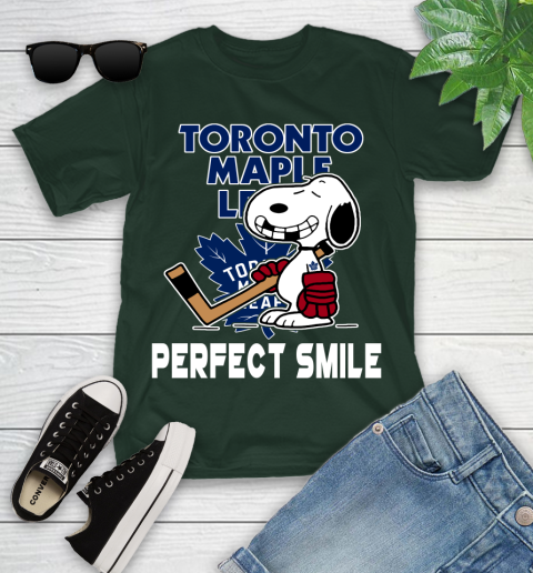 NHL Toronto Maple Leafs Snoopy Perfect Smile The Peanuts Movie Hockey T Shirt Youth T-Shirt 5