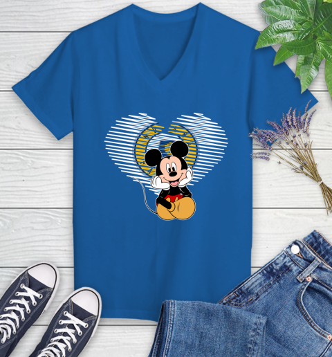 NBA Indiana Pacers The Heart Mickey Mouse Disney Basketball Women's V-Neck T-Shirt 10