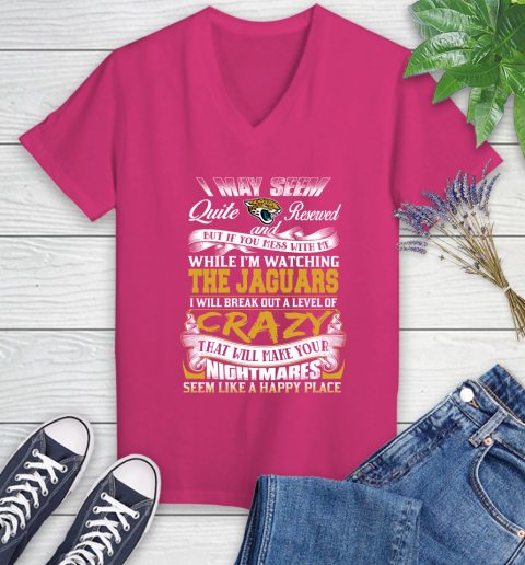 Jacksonville Jaguars NFL Football Don't Mess With Me While I'm Watching My Team Women's V-Neck T-Shirt 9
