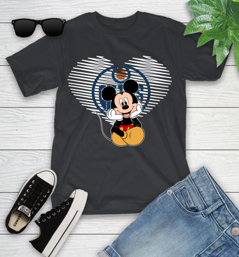 NHL Edmonton Oilers The Heart Mickey Mouse Disney Hockey Youth T-Shirt