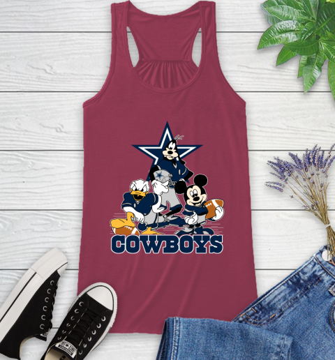 NFL Dallas Cowboys Mickey Mouse Donald Duck Goofy Football Shirt Racerback Tank 7