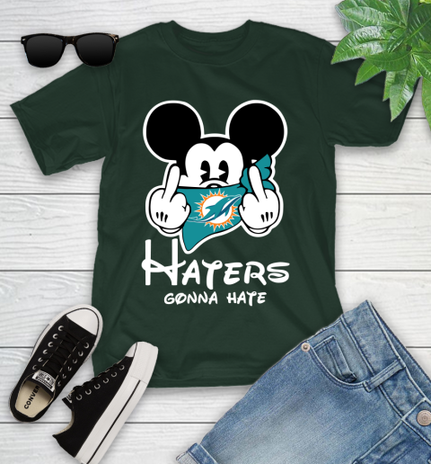 NFL Miami Dolphins Haters Gonna Hate Mickey Mouse Disney Football T Shirt Youth T-Shirt 5