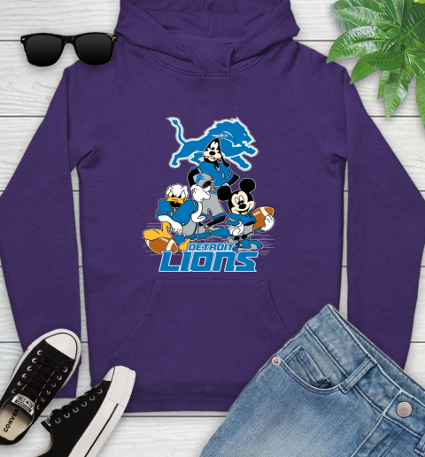 NFL Detroit Lions Mickey Mouse Donald Duck Goofy Football Shirt Youth Hoodie 5