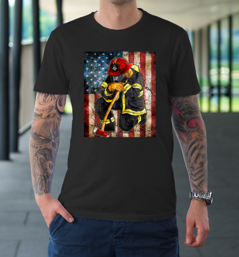 Firefighter American Flag Memorial Day Fireman Patriotic T-Shirt