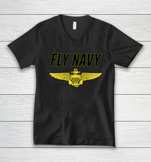 Fly Navy Shirt Pilot Wings V-Neck T-Shirt 1