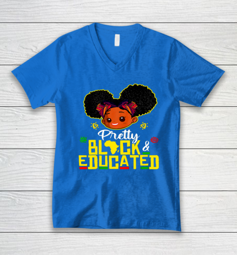 Black Girl, Women Shirt Pretty Black Educated Black Princess Girl Kids Juneteenth V-Neck T-Shirt 4