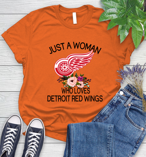 Hedendaags NHL Just A Woman Who Loves Detroit Red Wings Hockey Sports Women's BF-96