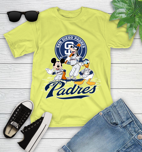 MLB San Diego Padres Mickey Mouse Donald Duck Goofy Baseball T Shirt Youth T-Shirt 25