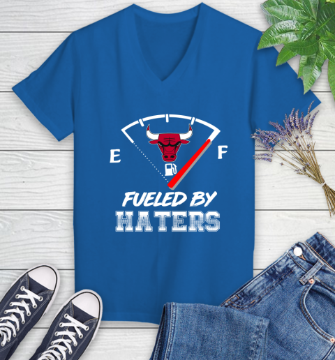 Chicago Bulls NBA Basketball Fueled By Haters Sports Women's V-Neck T-Shirt 10