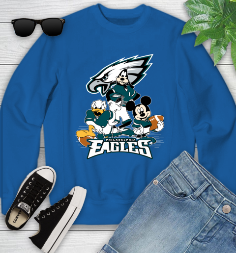 NFL Philadelphia Eagles Mickey Mouse Donald Duck Goofy Football Shirt Youth Sweatshirt 7