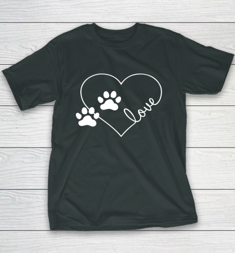 Cute Love Hearts Valentine Day Paw Print Dog Owner Dog Lover Youth T-Shirt 4
