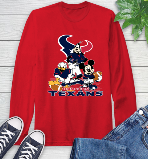 NFL Houston Texans Mickey Mouse Donald Duck Goofy Football Shirt Long Sleeve T-Shirt 11