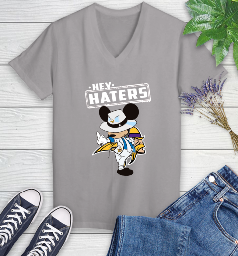 NFL Hey Haters Mickey Football Sports Minnesota Vikings Women's V-Neck T-Shirt 4