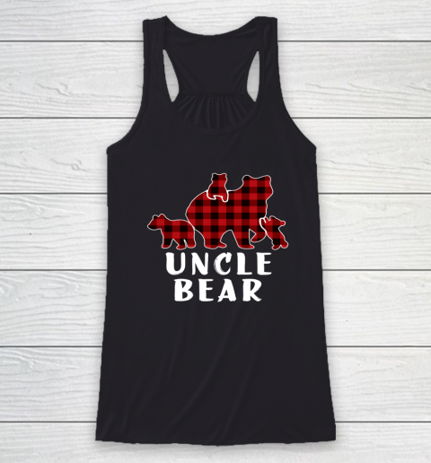 Uncle Bear 3 Cubs Shirt Christmas Mama Bear Plaid Pajama Racerback Tank