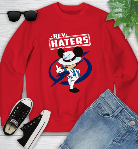 NHL Hey Haters Mickey Hockey Sports Tampa Bay Lightning Youth Sweatshirt 8