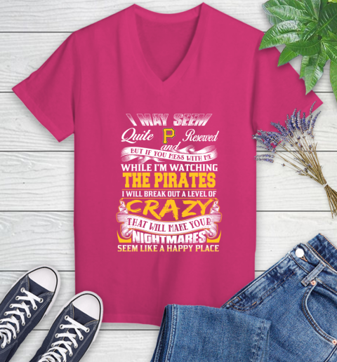 Pittsburgh Pirates MLB Baseball Don't Mess With Me While I'm Watching My Team Women's V-Neck T-Shirt 9