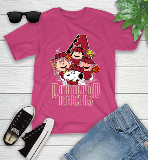 MLB Arizona Diamondbacks Snoopy Charlie Brown Woodstock The Peanuts Movie Baseball T Shirt_000 Youth T-Shirt 11