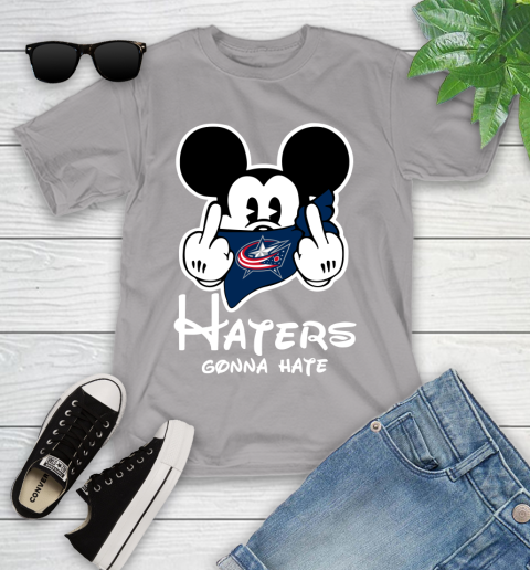 NHL Columbus Blue Jackets Haters Gonna Hate Mickey Mouse Disney Hockey T Shirt Youth T-Shirt 4