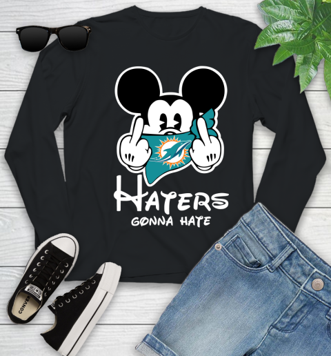 NFL Miami Dolphins Haters Gonna Hate Mickey Mouse Disney Football T Shirt Youth Long Sleeve