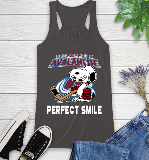 NHL Colorado Avalanche Snoopy Perfect Smile The Peanuts Movie Hockey T Shirt Racerback Tank 11