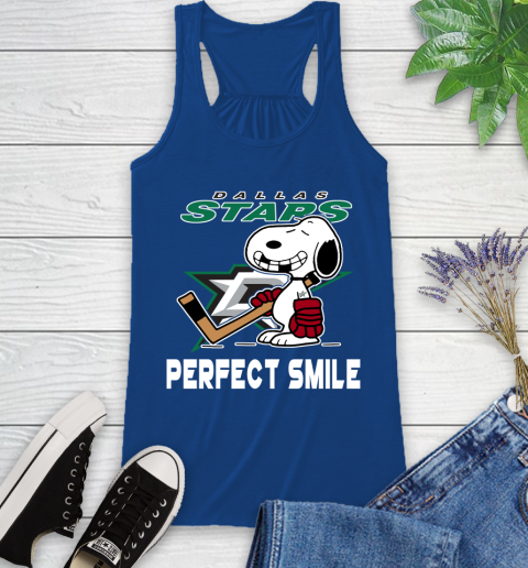 NHL Dallas Stars Snoopy Perfect Smile The Peanuts Movie Hockey T Shirt Racerback Tank 8