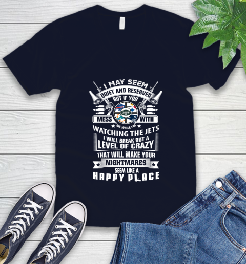 New York Jets NFL Football Don't Mess With Me While I'm Watching My Team Sports V-Neck T-Shirt 2