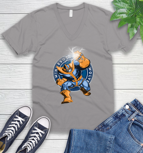 Minnesota Timberwolves NBA Basketball Thanos Avengers Infinity War Marvel V-Neck T-Shirt 3