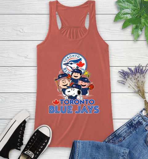 MLB Toronto Blue Jays Snoopy Charlie Brown Woodstock The Peanuts Movie Baseball T Shirt_000 Racerback Tank 3
