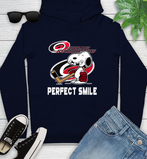 NHL Carolina Hurricanes Snoopy Perfect Smile The Peanuts Movie Hockey T Shirt Youth Hoodie 3
