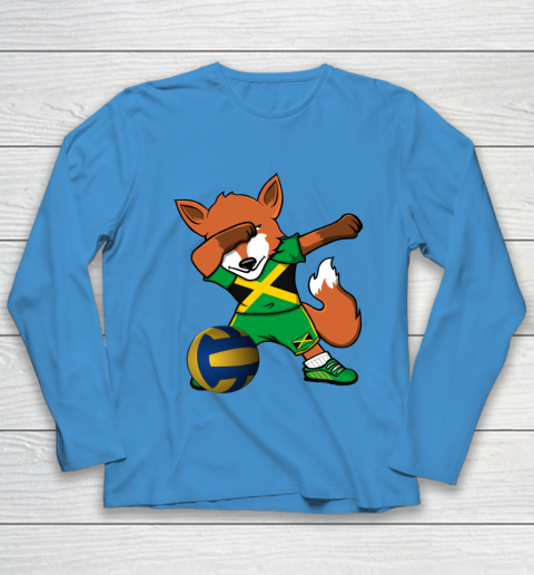 Dabbing Fox Jamaica Volleyball Fans Jersey Jamaican Youth Long Sleeve 7