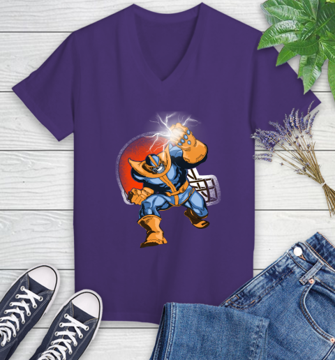 Cleveland Browns NFL Football Thanos Avengers Infinity War Marvel Women's V-Neck T-Shirt 3