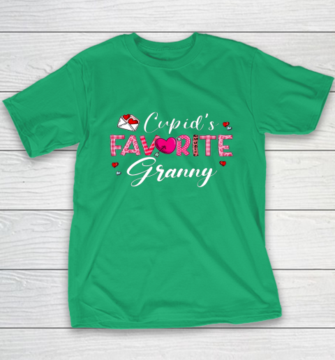 Cupid's Favorite Granny Leopard Plaid Funny Valentine Day Youth T-Shirt 13