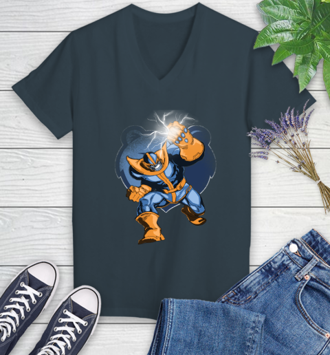 Memphis Grizzlies NBA Basketball Thanos Avengers Infinity War Marvel Women's V-Neck T-Shirt 8