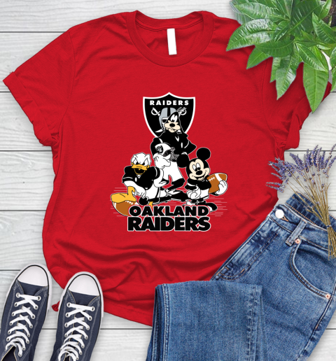 NFL Oakland Raiders Mickey Mouse Donald Duck Goofy Football Shirt Women's T-Shirt 13