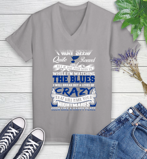 St.Louis Blues NHL Hockey Don't Mess With Me While I'm Watching My Team Women's V-Neck T-Shirt 4