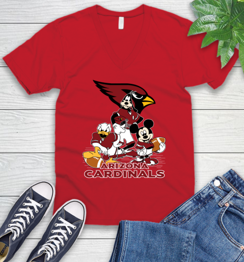 NFL Arizona Cardinals Mickey Mouse Donald Duck Goofy Football Shirt V-Neck T-Shirt 7 NFL Arizona Cardinals Mickey Mouse Donald Duck Goofy Football Shirt V-Neck T-Shirt - Image 7
