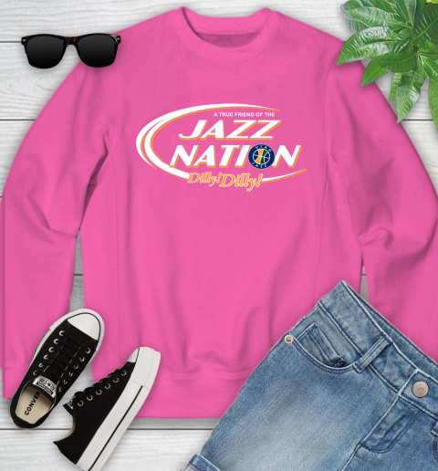 NBA A True Friend Of The Utah Jazz Dilly Dilly Basketball Sports Youth Sweatshirt Safety Pink NBA A True Friend Of The Utah Jazz Dilly Dilly Basketball Sports Youth Sweatshirt 6