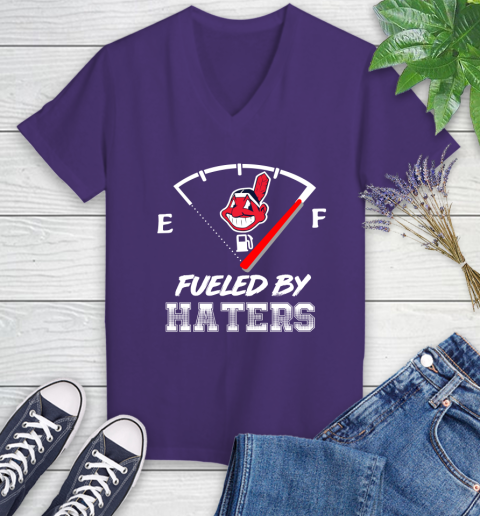 Cleveland Indians MLB Baseball Fueled By Haters Sports Women's V-Neck T-Shirt 3