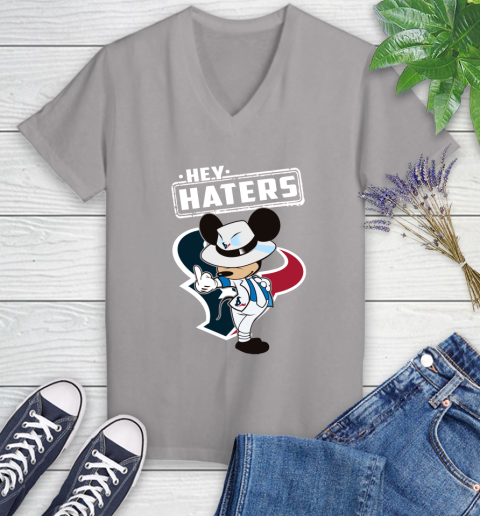 NFL Hey Haters Mickey Football Sports Houston Texans Women's V-Neck T-Shirt 4